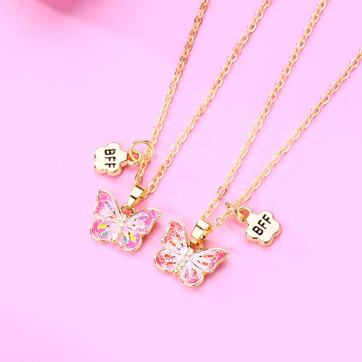 Wholesale Cartoon Children Butterfly Necklace BFF Good Friend Good Friend Necklace Alloy Pendant Set Necklace