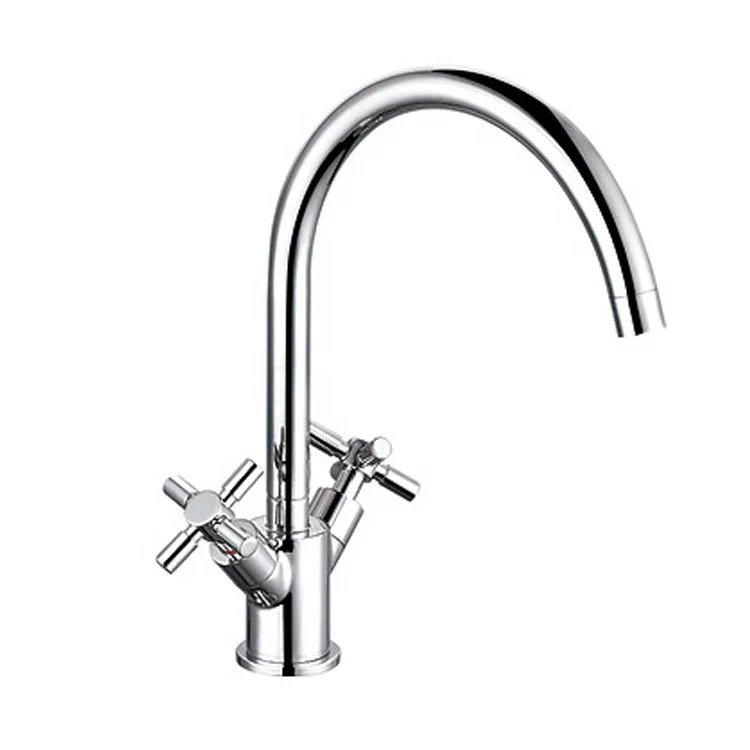 Modern Brass Crosshead Lever Kitchen Tap
