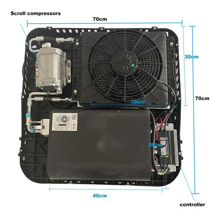 Small Cooling Heating Electric Car Air Conditioner AC 24V DC