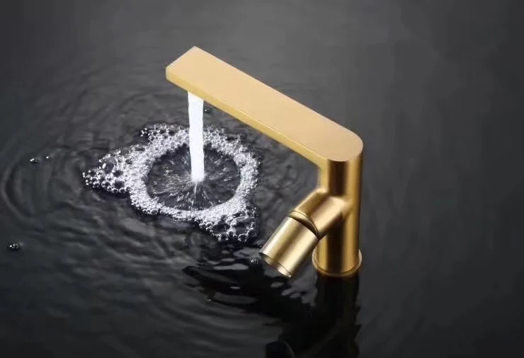 New Mono Basin Mixer Tap with Lead Free Single Lever  Hot and Cold Water Mixer Gold Bathroom Sink Taps