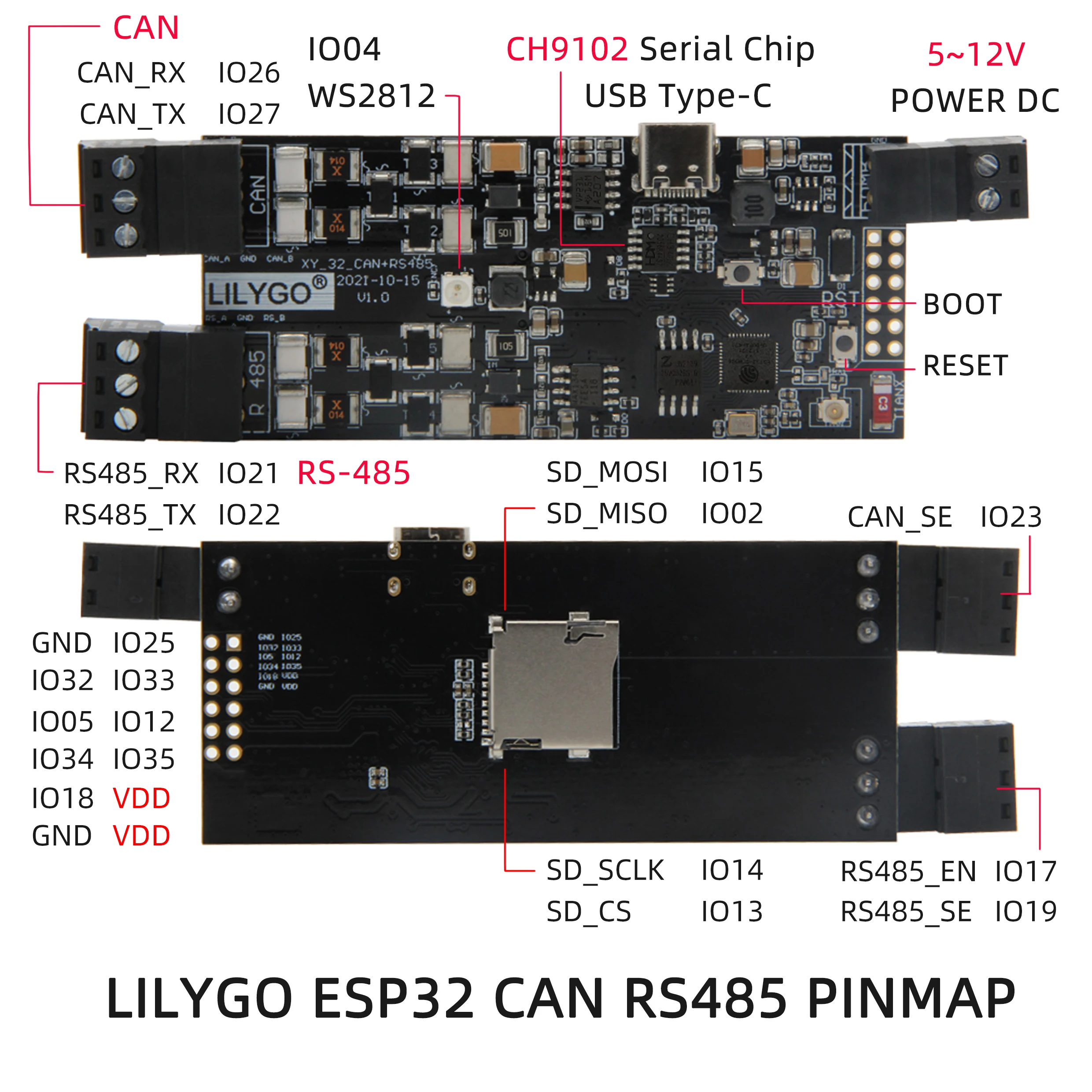 LILYGO T-CAN485 ESP32 CAN+RS-485 Iot Module from LILYGO on Tindie