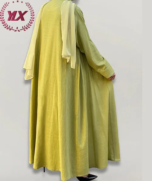 Wholesale Newest Abaya Turkey Weeding Dubai Ladies Modern Women Fashion Muslim Gown Linen Dress Dubai Abaya Dress