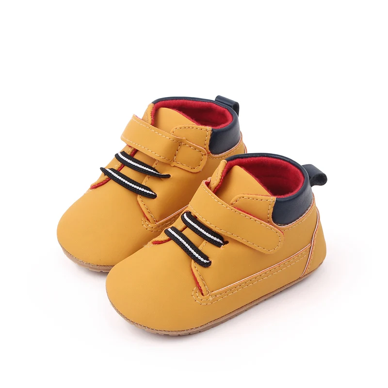 High Quality Hook&loop Design Soft PU Leather Baby Toddler Boys Shoes Prewalker Shoes for Boys factory