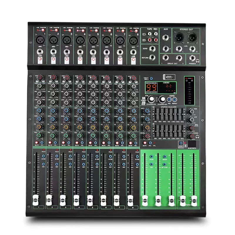レブCUSTOM AUDIO JAPAN custom mixer Accuracy Pro Audio MX8DSP 8-Channel DJ Mixer with 48V Phantom