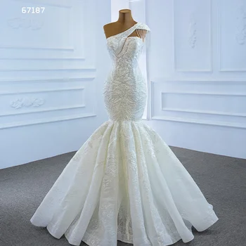 Jancember RSM67187 Robe De Mariage One Shoulder Crystal Lace Wedding Dress