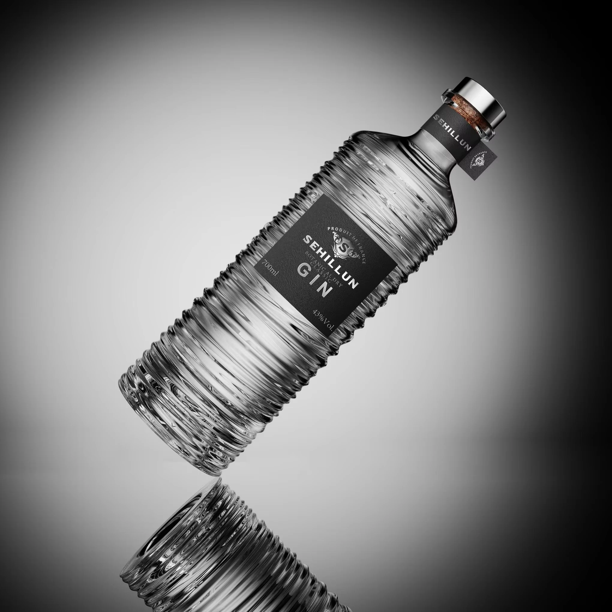 Wholesale clear liquor bottle 500ml 750ml flat gin bottle glass with screw cap for gin and customization box