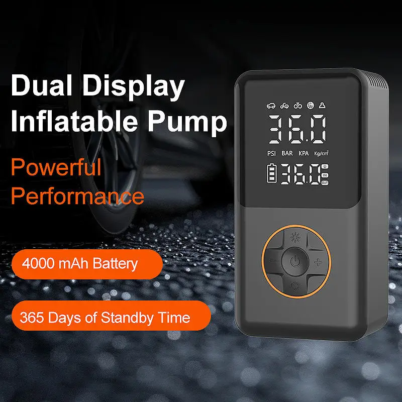 Mini Car Air Compressor Digital Cordless with 4000mAh Tire Inflator for Tire Bike Balls Auto Stop Portable Air Pump Power Bank - view 5