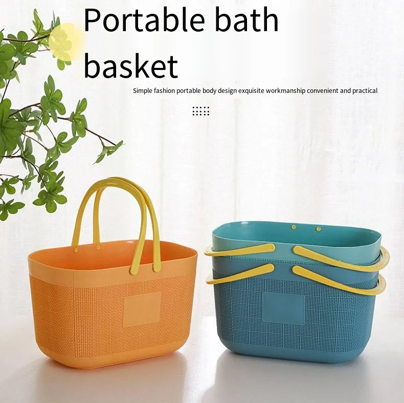 Wholesale portable plastic storage basket kitchen household bath bathroom bath basket storage basket details