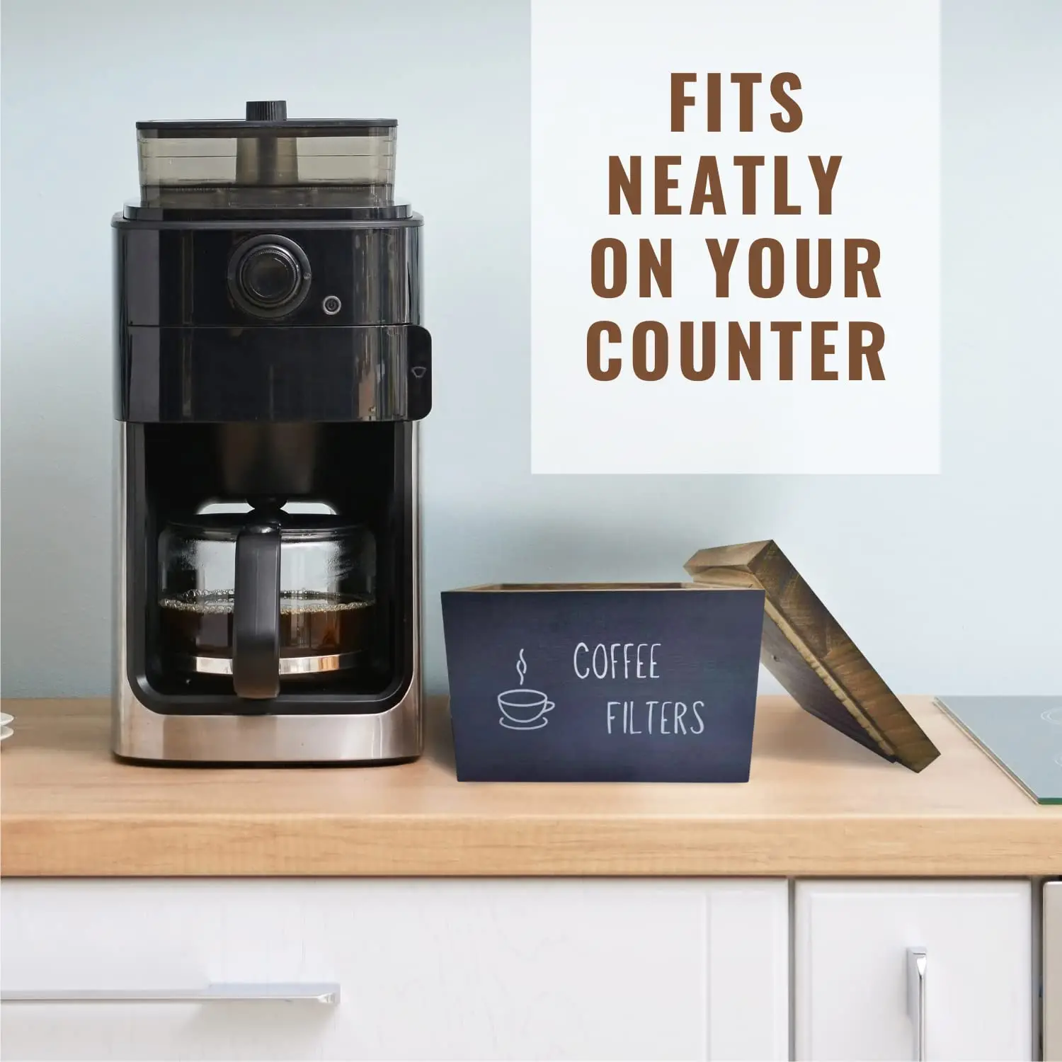 Custom Farmhouse Wooden Basket Coffee Filter Holder Filter Storage