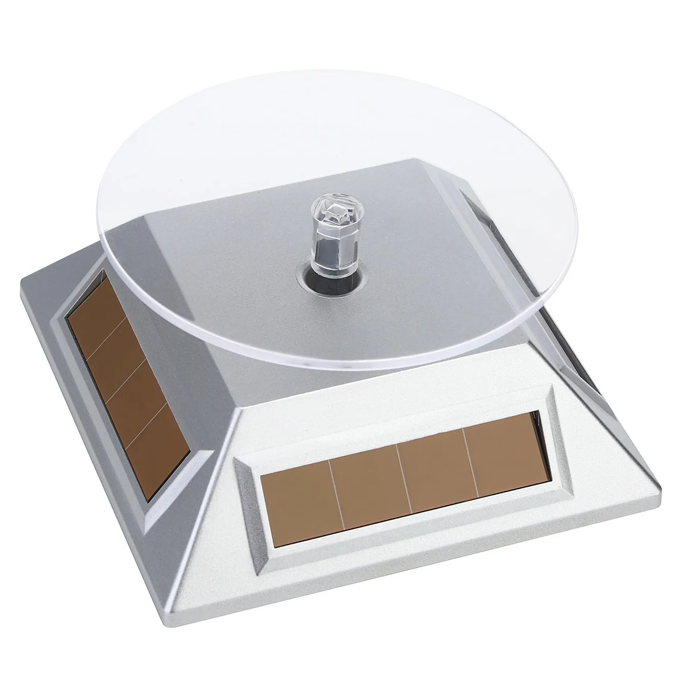 360 Degree Solar Rotating Display Stand Solar Panel Jewelry Showcase Acrylic Tray Product Display Stand