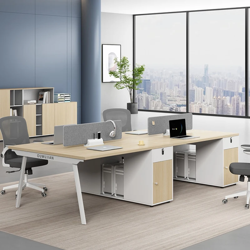 Modular Officeworks Table 1.4 Meter Steel Frame Wood Tabletop Modern