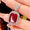 Red corundum pendant with box chain