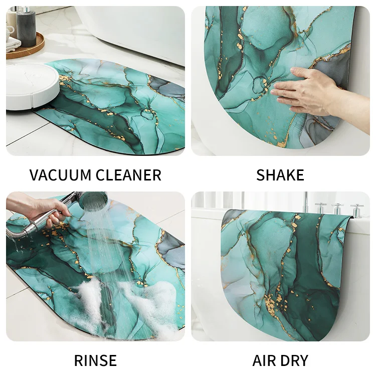 Rubber Antislip Soft Diatomite Bath Mat Water Absorbent Pad Quick Dry
