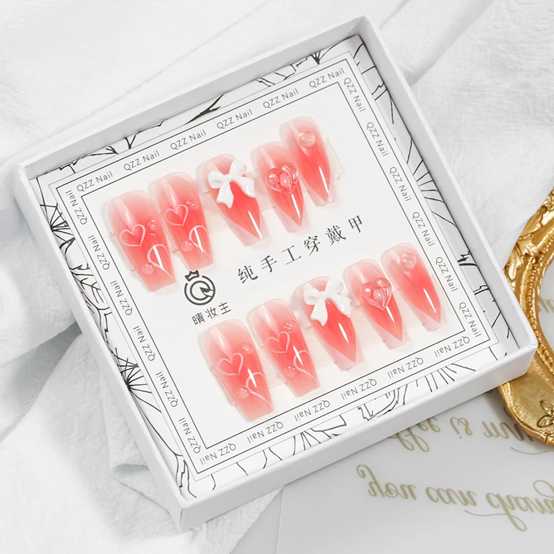 Новое поступление, Роскошные Длинные акриловые накладные ногти в форме балерины со стразами 3d, искусственные ногти