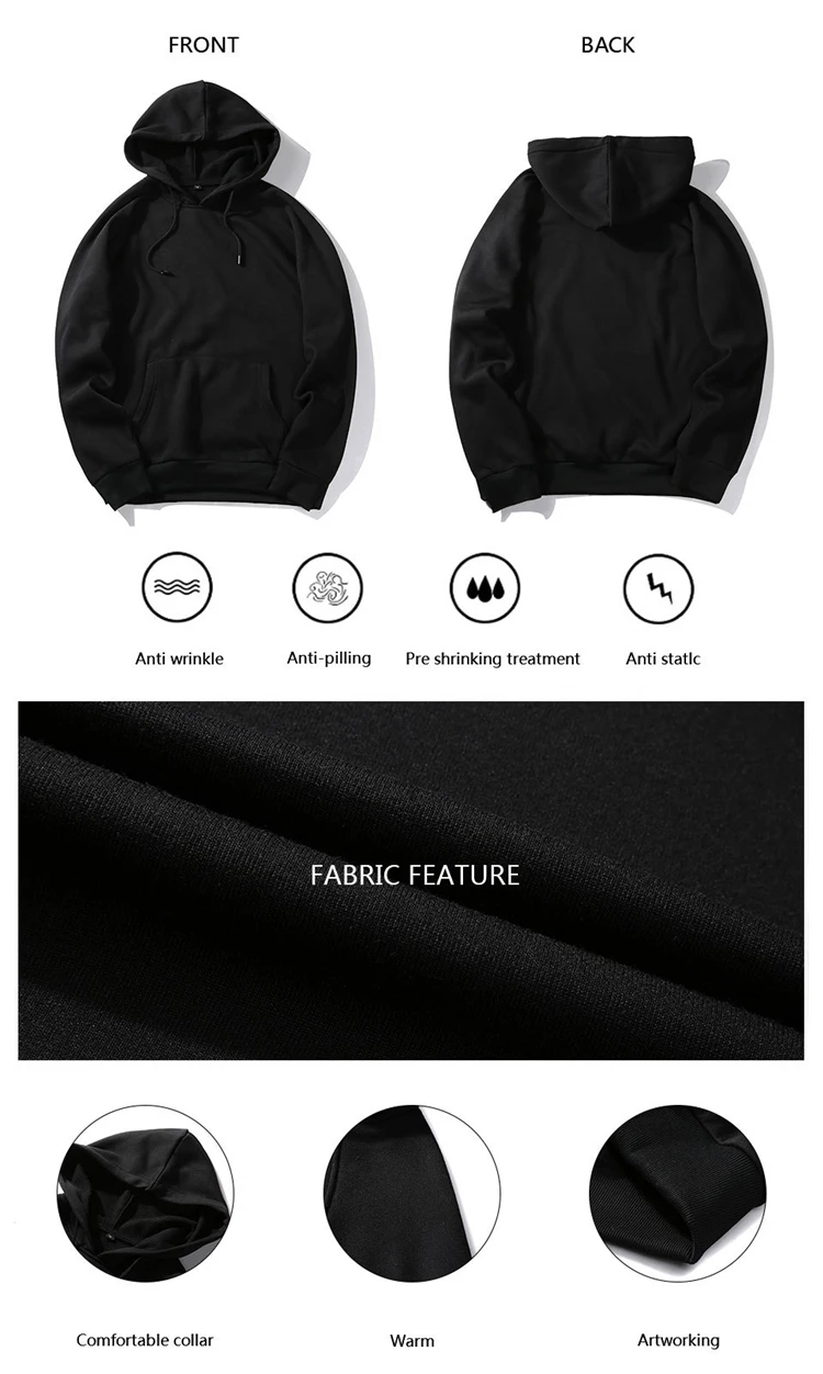 Custom logo 280gsm high quality plain white pullover sweatshirts oversized blank hoodies for men