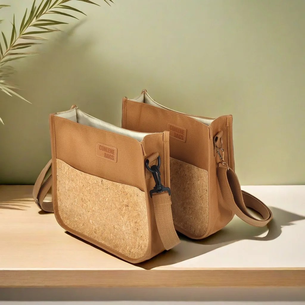 Wholesale Women Outdoor Cork Messenger Bag Cork Shoulder Square Tote Bag Crossbody Sling Bag