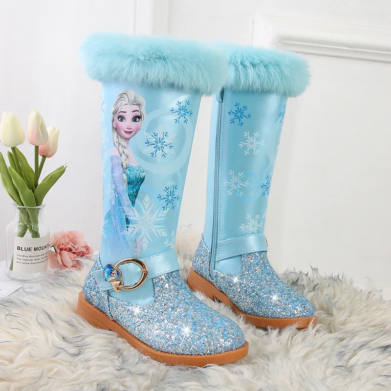 Зимние новые детские ботинки «Холодное сердце принцессы Эльзы» и бархатные ботинки принцессы