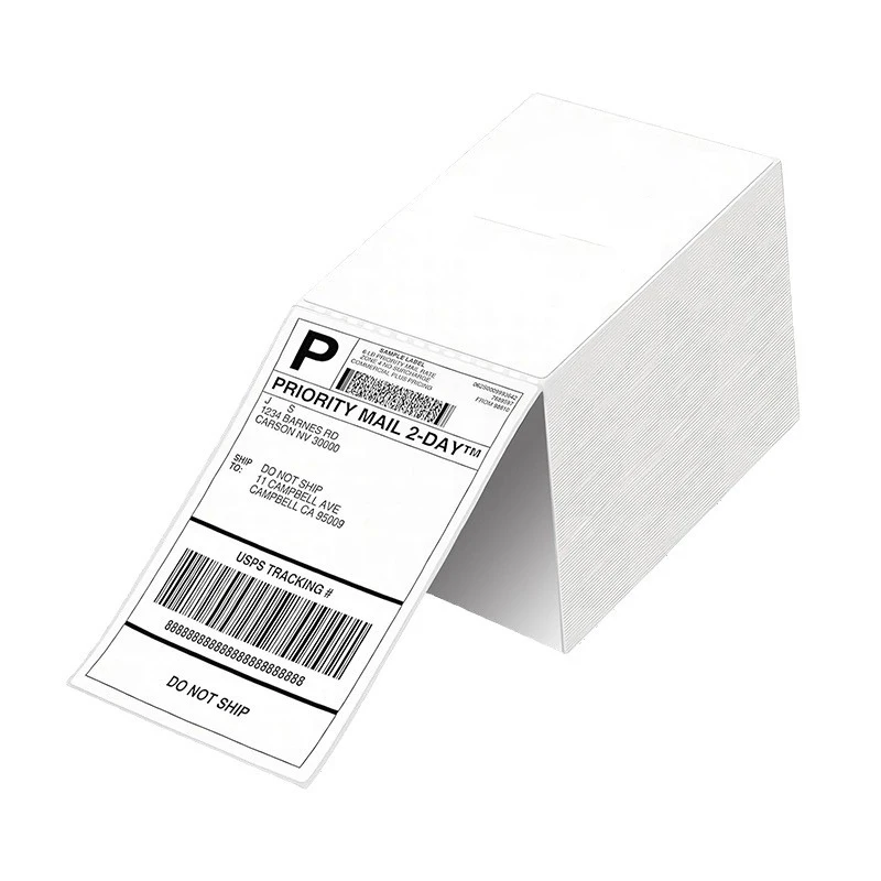 A6 Waybill Sticker 500 Sheets/Stack 100x150 White Fanfold Shipping Label Express Mailing Barcode 4x6 Thermal Label
