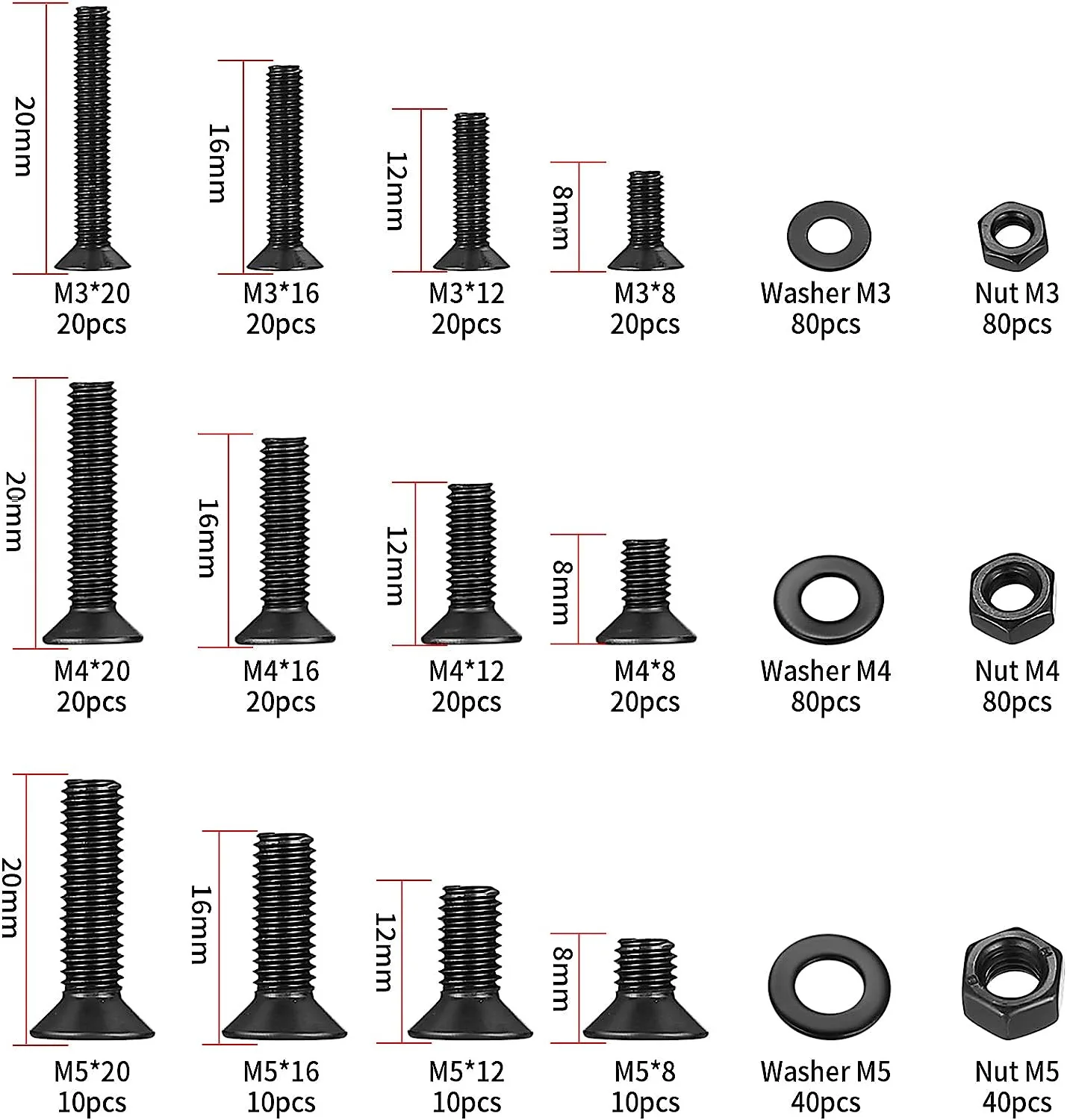 500 Pezzi Kit Bulloni E Dadi In Acciaio Inossidabile - Viti A Brugola M3 M4 M5, Testa Esagonale 8-20mm Con Scatola Portatile