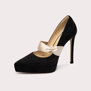 Women's Retro Style PU Block Heel Pumps Toe High Heels Lace-Up Closure Square Heel Buckle Height Increasing for Summer Winter