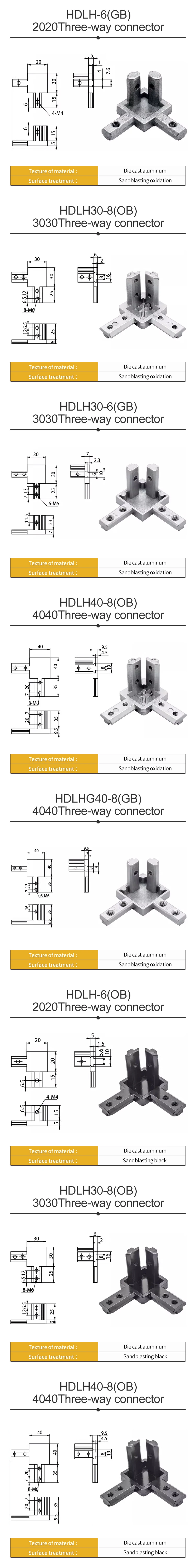 Three Way Connector 4040 Aluminum Profile Accessory L-shaped Right Angle Connector Hidden Bracket Cast Aluminum Fixing Seat manufacture