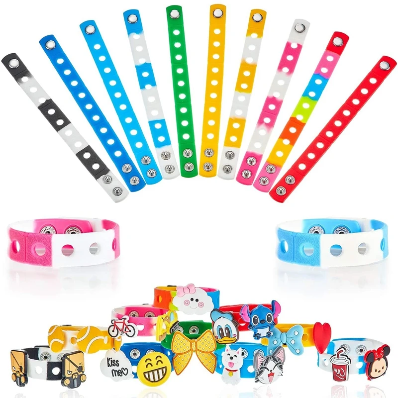 Rubber Wristband with your choice of 6 snap/shoe/rubber charms 