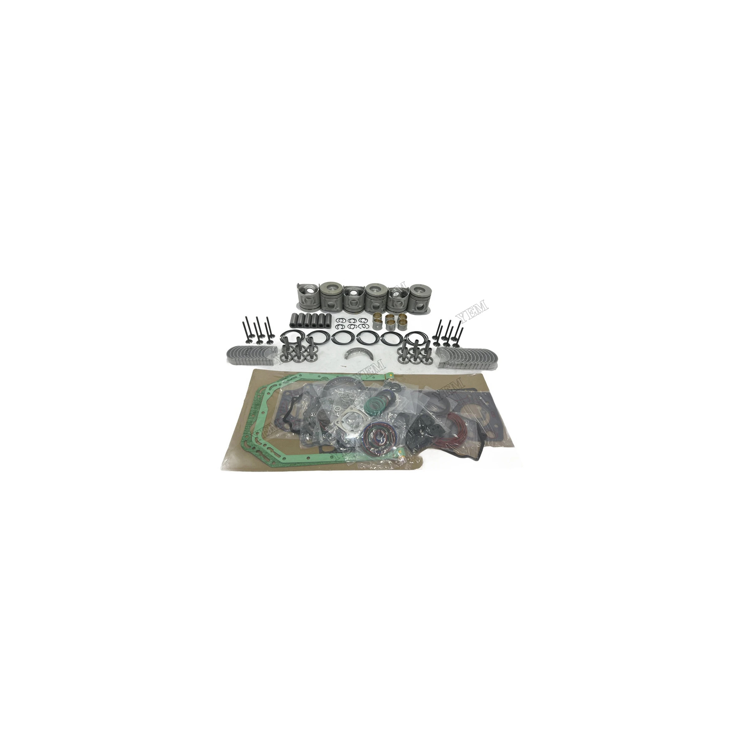 Overhaul Rebuild Kit With Piston Rings Bearing Valves Head Gasket Set Compatible for Mitsubishi 6D34 Engine Parts