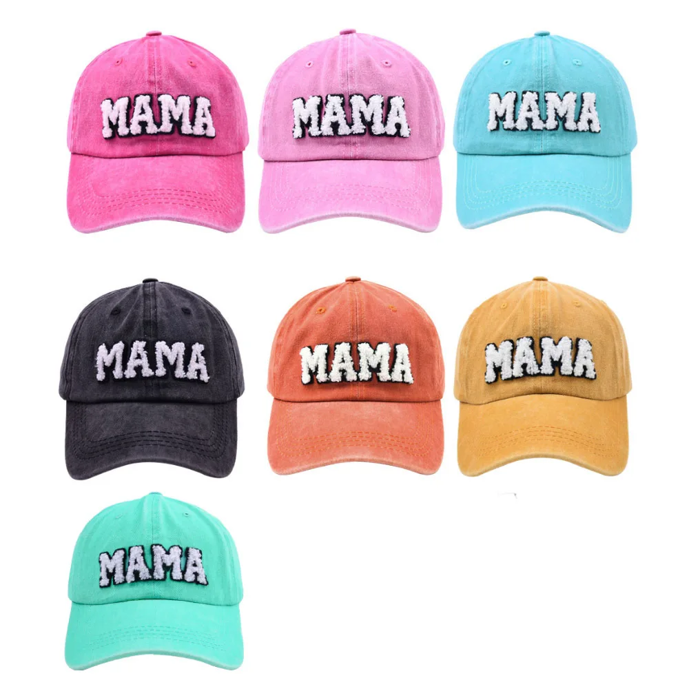 Мыть хлопок новинка I Love MAMA вышитые бейсболки Проблемные остроконечные открытый рваные козырек для женщин с принтом тай-дай напечатанными буквами