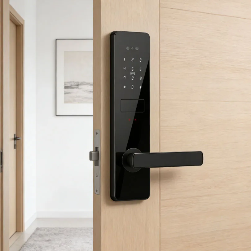 ล็อกประตูอัจฉริยะระดับโรงแรมที่มีความปลอดภัยสูง ทำจากอลูมิเนียมอัลลอยด์ รองรับการปลดล็อกด้วยลายนิ้วมือและรหัสผ่าน ทนทาน ยี่ห้อ Kaisstar