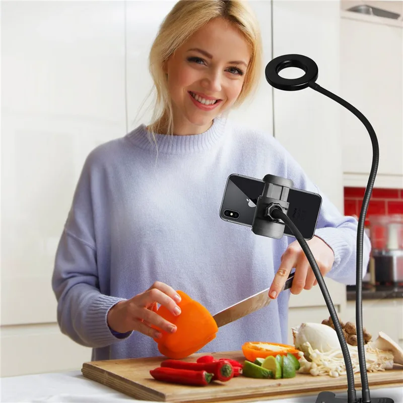 Light Mode LED Professional Live Stream and Makeup Usage Selfie Ring Light With Cell Phone Holder Stand