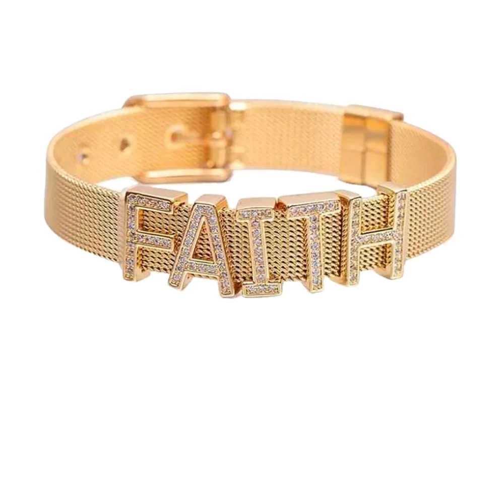 Crystal Custom Name Bracelet - Gold