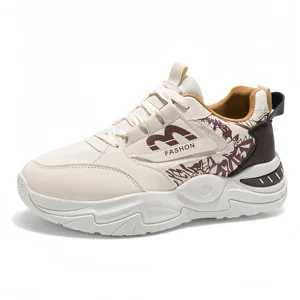 Men's Summer White Breathable Mesh Design, Fashionable Thick-soled Casual Dad Shoes, Lace-up Closed Sports Shoes, Casual Shoes