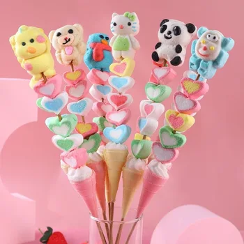 New product children's cartoon cute animal shape marshmallow gummy  candy lollipop best price factory wholesaler for sale