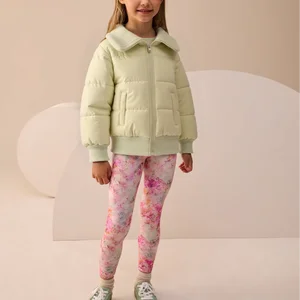 Wholesale Casual Girls Winter Cropped Jacket Coat Clothes Solid Color Puff Bubble Jacket Bomber Jacket for Kids 2026