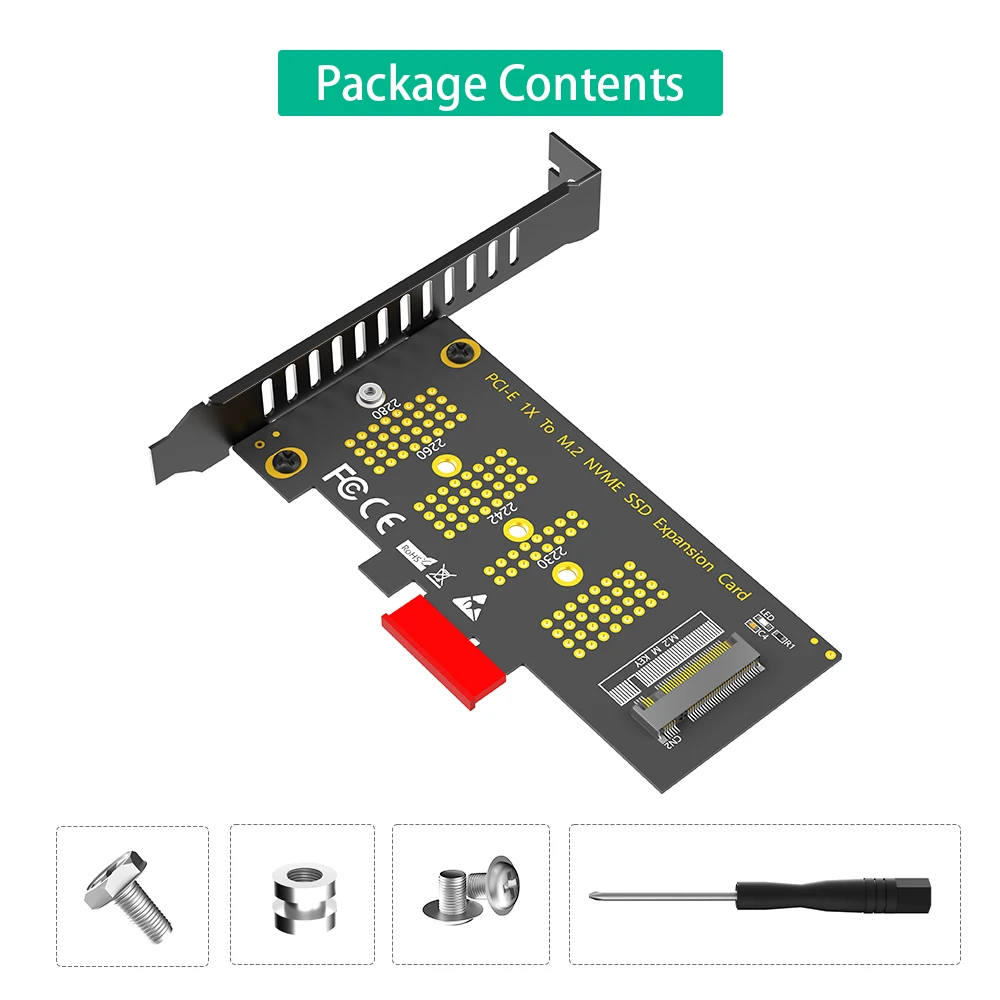 M.2 NVMe SSD NGFF to PCIE X1 Adapter Card M Key Interface Card Support PCI Express 3.0 X4 2230-2280 Size