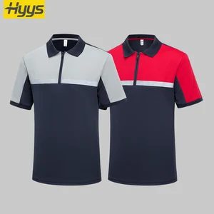 High Quality Men Short Sleeve Lapel Zipper Work Polo Shirts with Reflective Comfortable Casual Reflective Work T-Shirt Wholesale