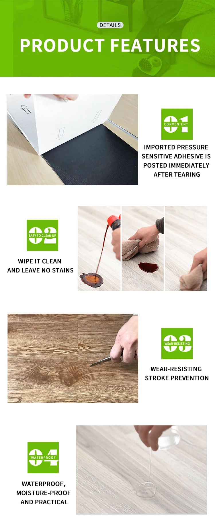 Waterproof Wood Luxury Cheapest Pvc Tiles Lvt Flooring Self Adhesive