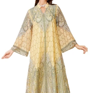 Wholesale New Middle Eastern Muslim Women Robe Printed Rhinestone Long Sleeve Dress