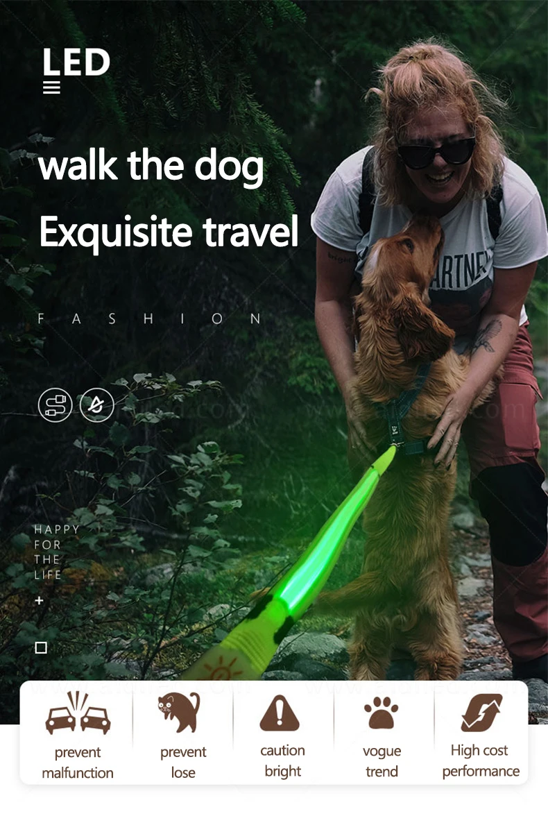 Wholesale Led Dog Leash Luxury Nylon Pet Led Dog Leash With For Medium Large Dogs Buy Led Dog