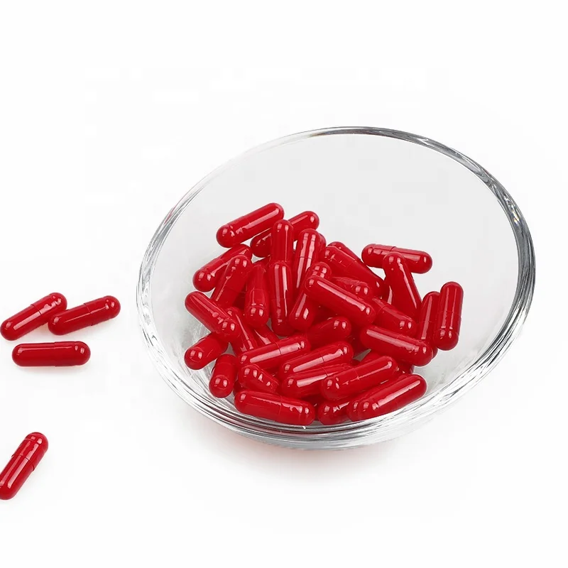 Красный белый цветной растительный желатин 00 пустых капсул