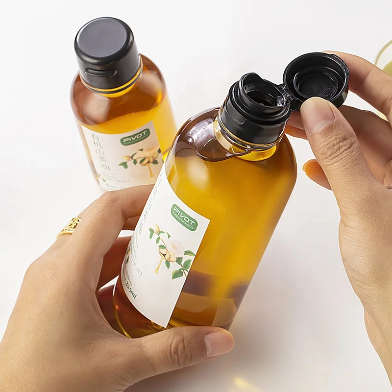 Supply PET 122ml 325ml 525ml clear Food Grade Coconut Oil Round Plastic Olive Oil Bottle