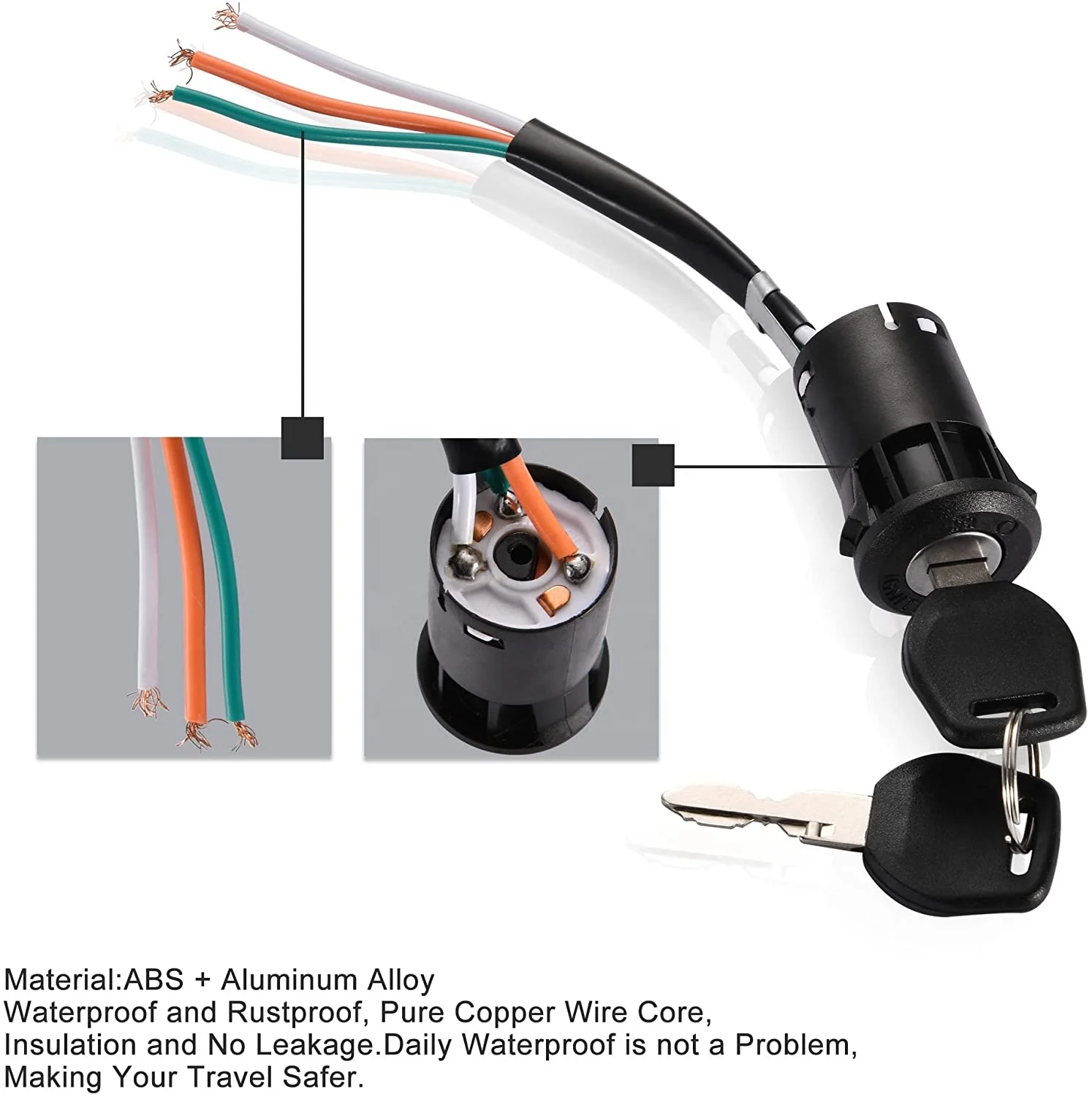GOOFIT 3 Wire Ignition Switch Key Replacement for Motorcycles Dirtbike ATV Quad Go Kart