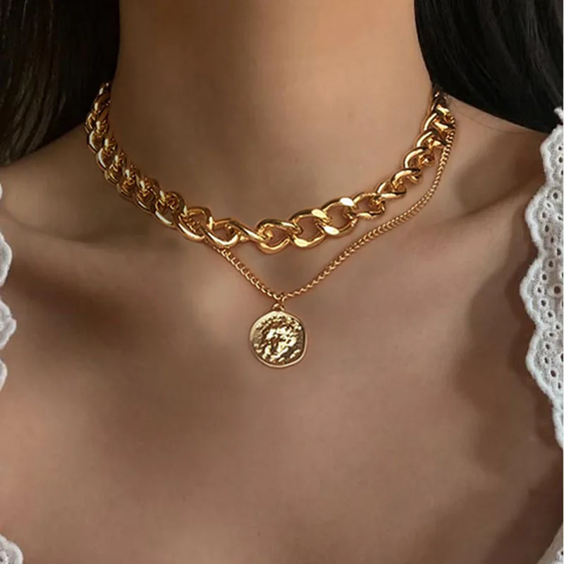 Choker Necklace Women Chunky Gold Chain Layered Necklace Jewelry
