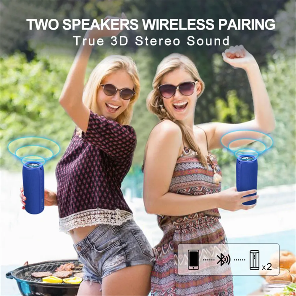 2021 Newest Portable Speaker with Bluetooth Waterproof Outdoor Bluetooth Speakers Music Speaker with AUX/ SD/ USB Slot - ANKUX.COM