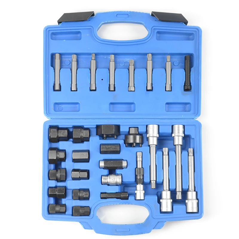 XCTOOL 30pcs Alternator Repair Tool Alternator Freewheel Pulley Puller Removal Socket Tool Kit XC8730