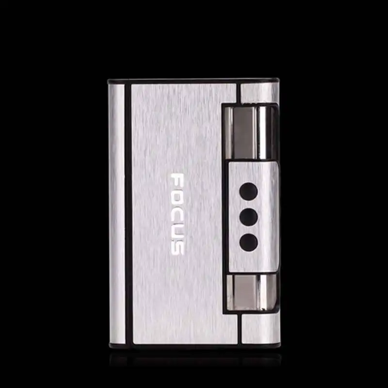 KY Creative 2 In1 Automatic Focus Aluminum Alloy Waterproof Metal Vintage Cigarette Case with Gas Lighter