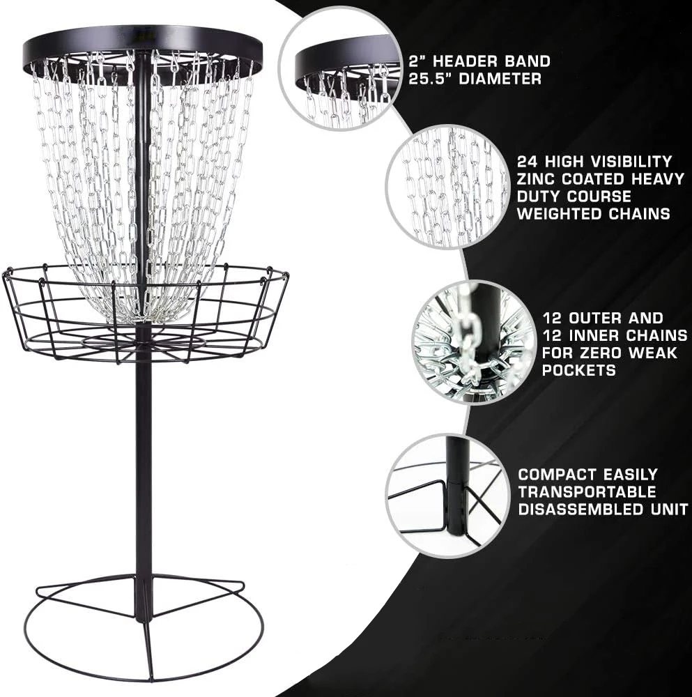 24-chain Portable Disc Golf Basket - Ultimate Training Tool, image size:993x1000