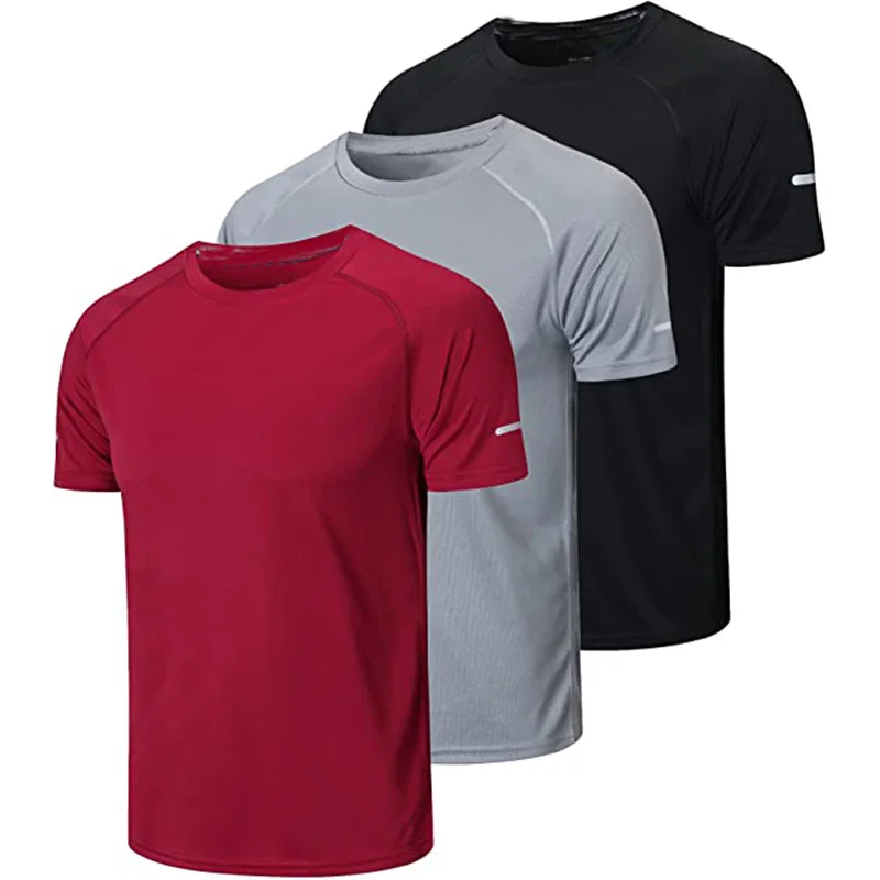 Promotional Blank T Shirts Short Sleeve Mens 100% Polyester T Shirt Gym Sports Athletic Running Wear Casual Knitted Quick Dry