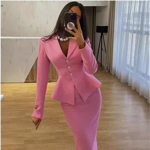 Customized Fashion Ladies Office Wear Blazer and Skirts 2 Piece Suits Women Matching Clothes 2025 Two Piece Skirt Suits