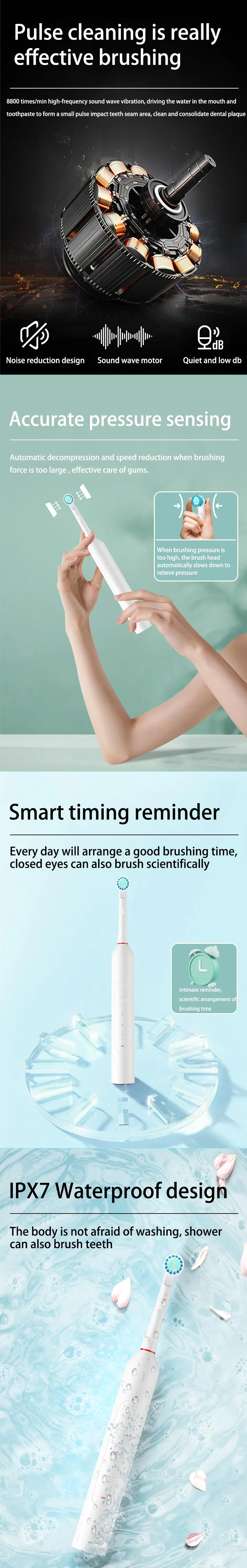 Personal Health Care - Oral care - Rotating Electric Toothbrush -5 Modes - Waterproof -30-Day Battery Life Benefitsetails